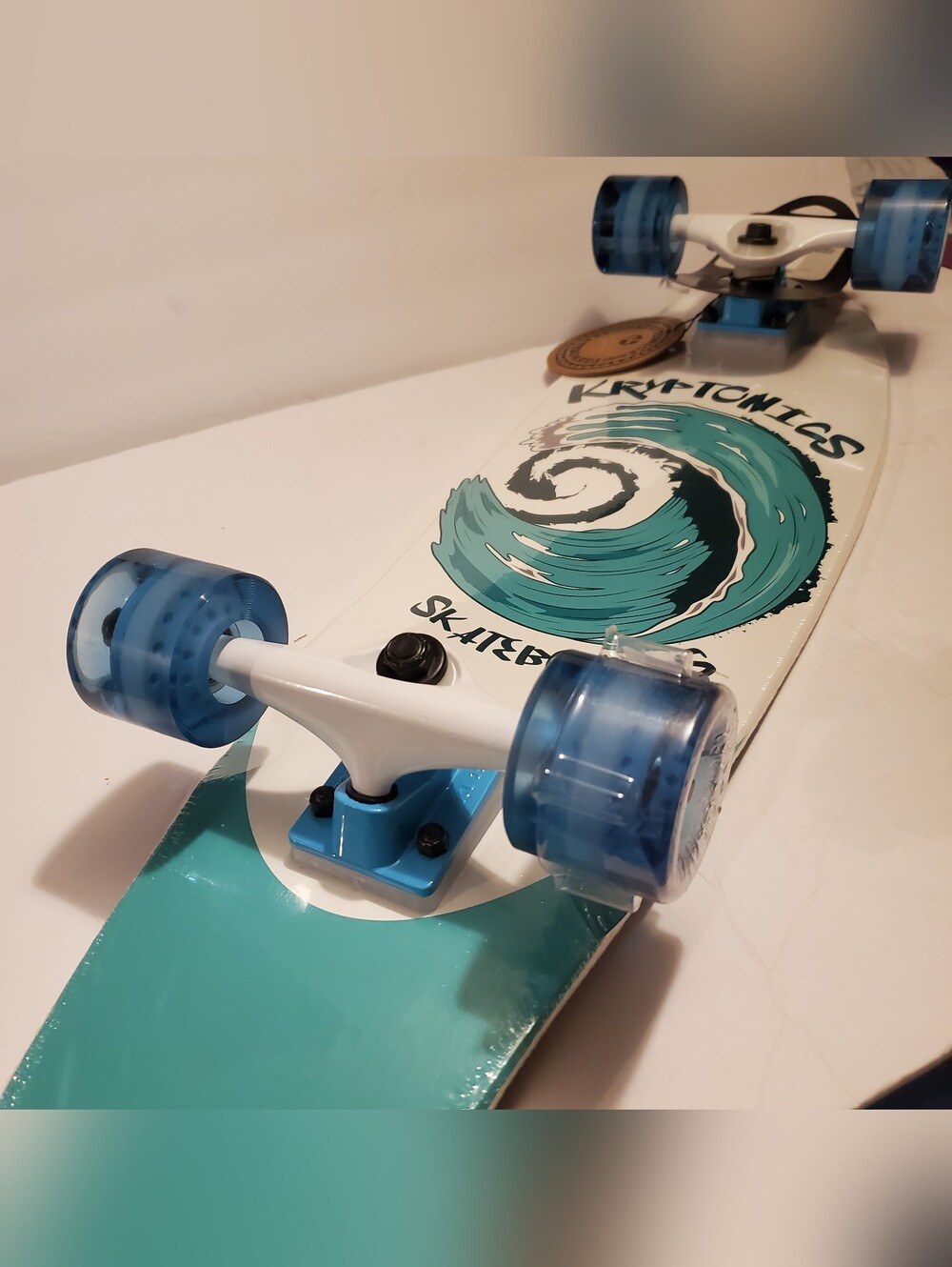 Kryptonics 28" Cruiser Complete Skateboard Black Blue White Gliding Wheels